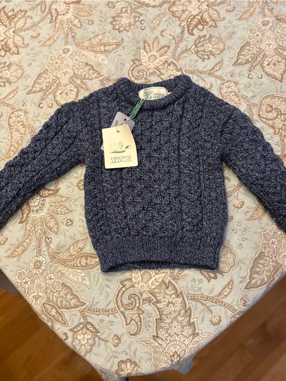 NWT Aran Co. Merino Wool Irish sweater blue size 1-2 years
